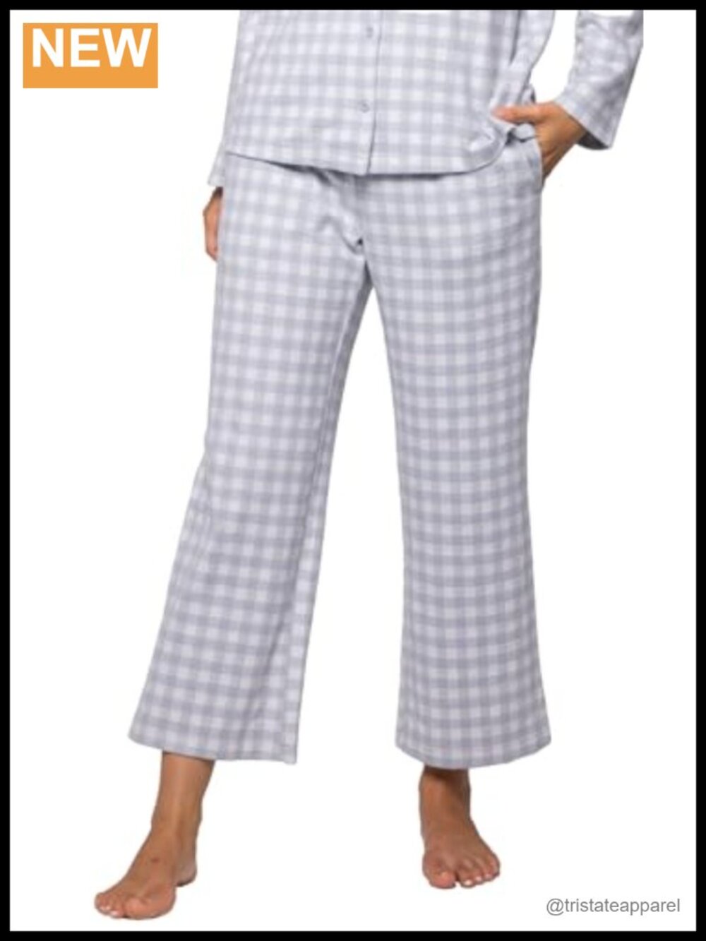 Cropped Pull On Pajama Pant Jacquard Knit Semi Fit Flared